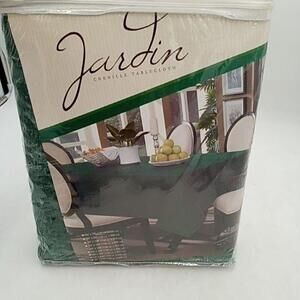 Jardin Chenille Tablecloth Rectangle 66x140 Green Solid Dining Room Traditional